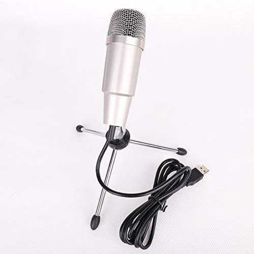 KUANDARMX Microfono USB a Condensatore per PC o Mac Microfono da Tavolo Plug And Play per Microfono per Videogiochi per conferenze, Gray