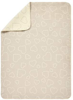 Alvi GOTS Baumwolldecke Babydecke Kuscheldecke Hearts Nature 75x100 cm | 931750256