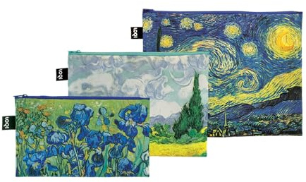 LOQI VINCENT VAN GOGH Irises, A Wheatfield With Cypresses, The Starry Night Zip Pockets, Zp.vg, Maxi, VINCENT VAN GOGH Irises, A Wheatfield With Cypresses, The Starry Night Zip Pockets