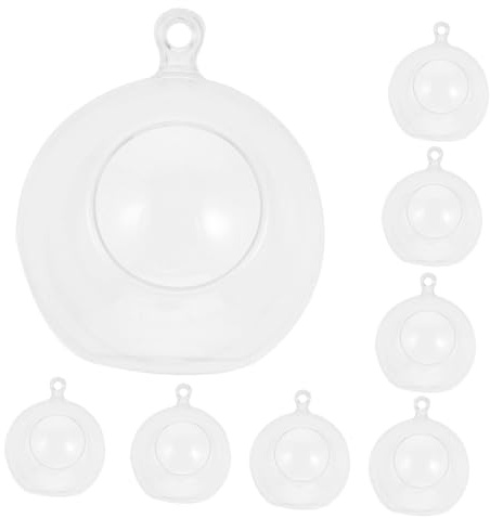 EXCEART 12pcs Hanging Glass Globes Tealight Holder Candlestick Glass Bulbs Terrarium Air Plant Container for Christmas Tree Decor Wedding Party Centerpiece, 8X8cm, 1262XWBPMV118VTKA