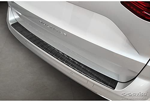 Schwarz Edelstahl Heckstoßstangenschutz kompatibel mit Volkswagen Multivan T7 2021- 'Ribs', Chrom | kompatibel mit Volkswagen Multivan T7 2021- - Schwarz