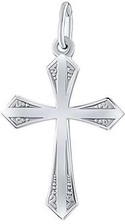 SILVEGO Unisex Anhänger aus Weißgold 14 Karat 585 Kreuz