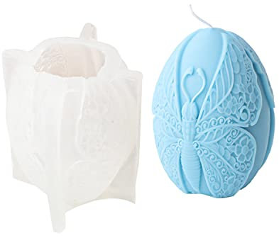 JS MOLD 3D Ostereier Silikonform, Ostern Blume Eier Kerzenformen DIY Blumen Ostern Eier Kerzengießformen DIY Kerzen Silikon-Formen für Seife, Sojawachs Kerzen, Ostergeschenke (Schmetterlings-Ei)