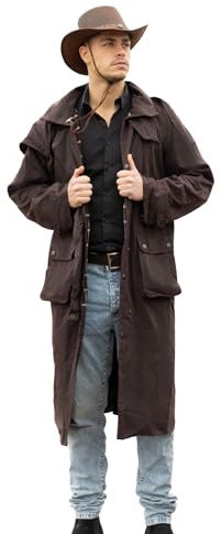 Resistance Spolverino in pelle oleata di alta qualità, impermeabile, unisex, per cowboy, cowgirl, abbigliamento da lavoro occidentale, Bronzo Marrone, 4X-Large
