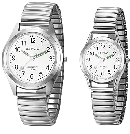 JewelryWe Orologio da Polso Da Coppia, Cinturino in Metallo Retro Vintage Orologio al Quarzo Piccolo, Buon Regalo,Festa della Mamma,Festa del Papa | Donne, appuntamenti nei giorni feriali, facile da indossare, ufficio, appuntamenti, regalo per la mamma, movimento