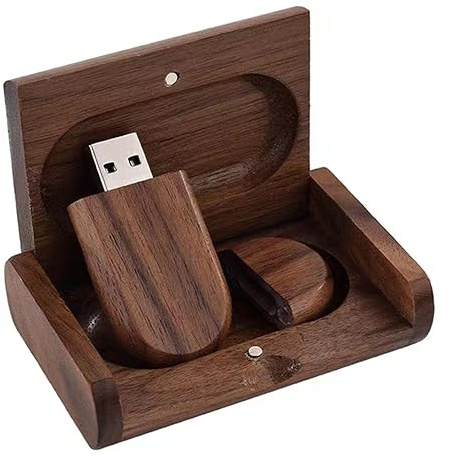 Memoria USB 2.0 de 4 GB con caja de madera (2.0 4 GB, madera de nogal-1)