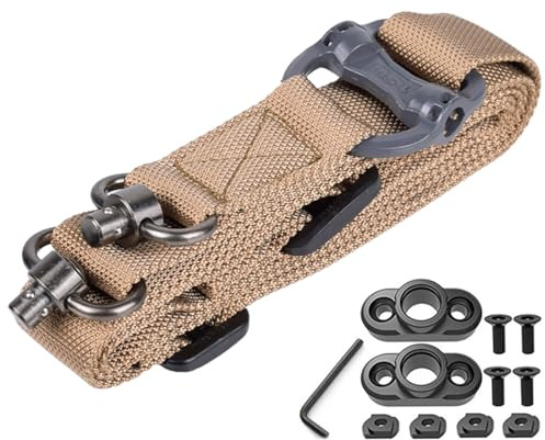 Eslinga de Dos Puntos con diseño de Eslinga QD, función de Ajuste rápido y Eslinga QD para compatibilidad con Eslinga de Escopeta (Caqui B)