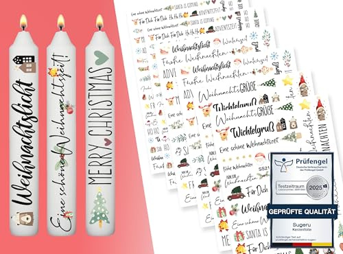 Sugeru® 6 X DIN A5 Weihnachten Kerzenfolie(200+ Muster), Kerzentattoo Wassertransferdruck | Wasserschiebefolie kerzen | Kerzenaufkleber Sticker | Kerzen dekorieren| Kerzen beschriften (Weihnachten Ⅱ)