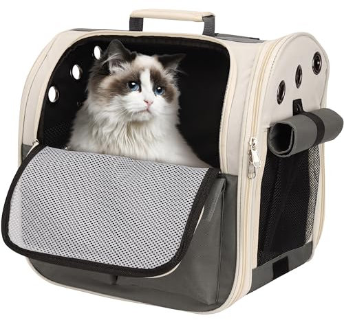 BELLE VOUS Haustierrucksack - Hunderucksack - Rucksack Hund - Katzenrucksack - Atmungsaktiver Rucksack für Katze oder Hunde - Für Spaziergänge, Wanderungen und Reisen
