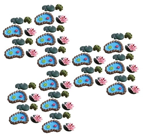BESPORTBLE 3 Sets Realistische Lotusblatt-Dekorationen Aus Kunstharz Für Teiche Miniatur-gartenzubehör Dekorationen Für Die Landschaft 20 Stück X 3