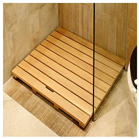 Duschmatte aus Holz, rutschfeste Duschbodenmatte, Badezimmer-Bambusmatte, drinnen und draußen, rutschfest, Badezimmerzubehör, für Dusche, Badewanne, Sauna und Poolbereich, anpassbar, 75 x 110 cm
