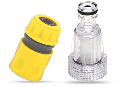 2 Pcs Pressure Washer Hose Fittings, 3/4 Inch Garden Hose Connector, Plastic Inlet Filter, Washer Gun Adapter for Garden & Home