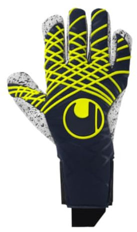 uhlsport Fußball Torwarthandschuhe Prediction Supergrip+ Finger Surround, Marine/weiß/Fluo gelb, 8