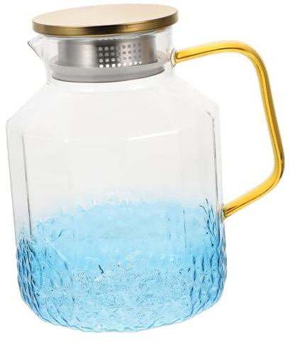 Mikinona Sorgfältig Gefertigter Glaskrug Mit Deckel Und Filter Für Eistee Und Saft