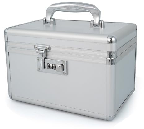 Medication Lock Box with Combination, Lockable Storage, Security Medical Organizer, Multipurpose Lock Box for Home and Outdoor (Silver, Small)