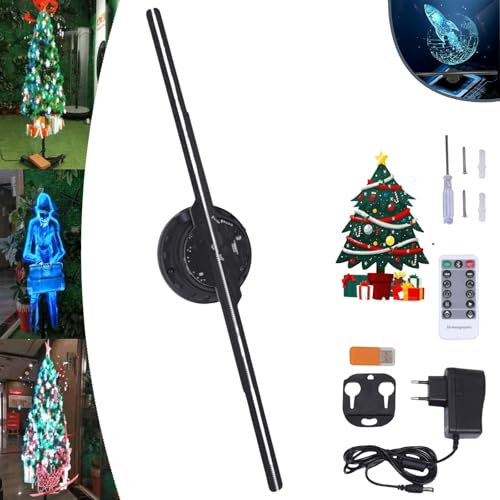 Proyector de ventilador LED con holograma 3D, proyector de holograma con ventilador 3D, árbol de Navidad, holograma publicitario 3D, for tienda, bar, eventos de exhibición publicitaria de fiesta de Ha