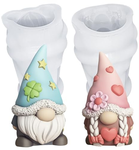 2 Stück Silikonformen Gießformen Ostern Silikonform Wichtel Kerzenformen zum Gießen, 3D Wichtel Ostern Gießformen Silikon Wichtel Silikonform Ostern, Giessformen Silikon Wichtel Kerzen Formen Silikon