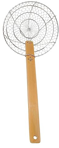 QXSJEDYCH Cuchara de metal de red resbaladiza frita Cucharas de acero inoxidable Colador de acero inoxidable Herramienta de cocina de araña Cucharas de servir de metal Cuchara de espumadera de alambre