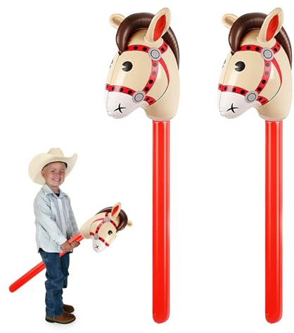 2 Stück Hobby Horse,Steckenpferd,für Kinder Pferde,Stockpferd Aufblasbaren Aufblasbares,Hors Bastelset Hobbyhorse,Horsing Pferd Pferdekopf,Pferdespielzeug Steckenpferde Steckpferd Stick 100*26 mm