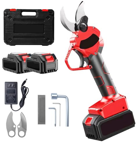 ERSINIAN Forbici elettriche da potatura, Forbici elettriche Portatili Senza Fili con 2 batterie Ricaricabili e Lame di Ricambio SK5 per Rami di Alberi