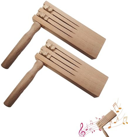 2 Stück Holzratsche mit Doppelrotationsdesign, Rassel, Tröten zum Anfeuern, Vuvuzela, Jubel und Tröte zum Anfeuern, Ideal für Kinderfrühförderung und Geburtstagsfeiern