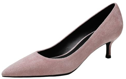Jamron Donna Velluto 5CM Tacchi a Spillo Elegante Scarpe a Punta Decolletè Scarpe da Ufficio Rosa SN0711129-1 EU37.5