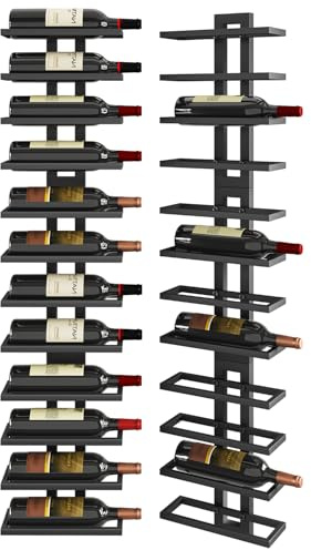 IBUYKE Wall Mounted Wine Rack 12 Bottle,Metal Wine Bottle Holder for Wine Bottles, Liquor, Champagne,DIY Wall Wine Rack for Home Bar Storage and Display,Black,TMJ909B