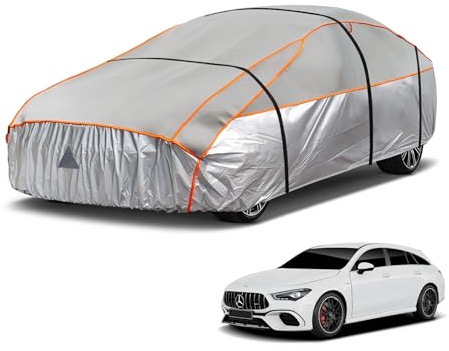kayme Hagelschutzplane Auto Autoabdeckung Wasserdicht Atmungsaktiv，Hagelschutz Vollgarage Passend für Mercedes-Benz CLA Shooting Brake(2015-2026), Hagelschutzgarage Abdeckplane für Hagel Regen,Grau
