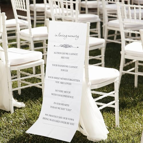 NICENEEDED Schilder „Reservierte Stühle“ Für Hochzeiten 16 x 51 Zoll Weißer Platzhalter „Reserved In Loving Memory“ Dekorative Schilder als Erinnerung An Die Verlobung