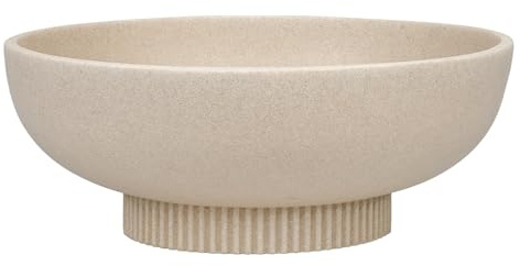 Deobath Large Resin Pedestal Decorative Bowl - Modern Handicraft Bowls for Home Decor - Fruit Bowl for Kitchen Counter - Key Bowl for Entryway Table,Artificial Stone Beige