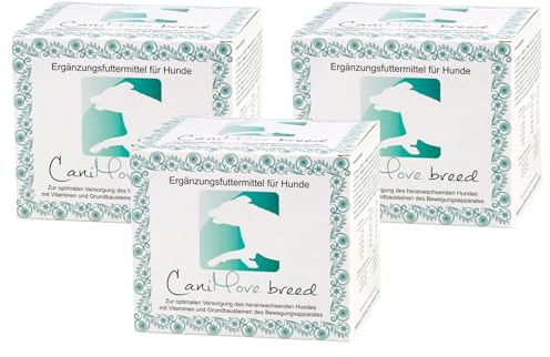 CaniMove Dreierpack | Breed (3 x 100 Päckchen) - Zur Unterstützung der Entwicklung von Welpen für Knochen, Gelenke und Nerven | Mit Grünlippmuschel, DHA, MSM, Hyaluronsäure, Zink, Selen und mehr