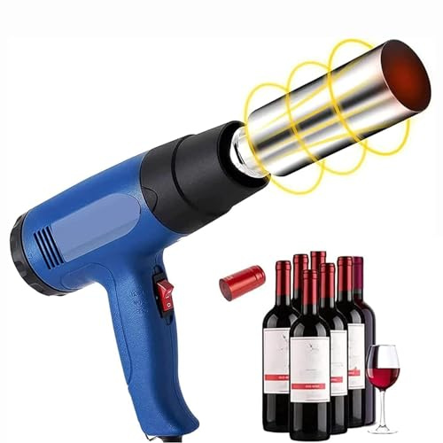 Pistola de Pistola de retiro de Calor para Botellas de Vino | Máquina de Sellado de cápsula de 50 mm | PVC, PP, POF Wine Capsule Wrapper | Encogimiento de Calor de Doble Velocidad