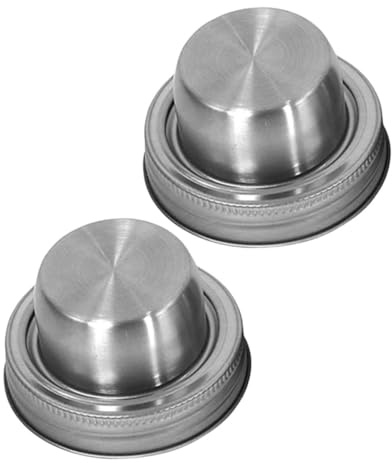 Mikinona 2pcs Mason Jar Lids Stainless Steel Shaker Covers Easy to Use Reusable Silver Cocktail Accessory for Home Bar