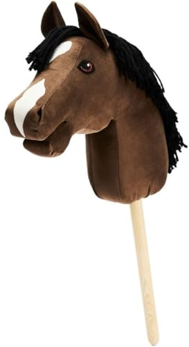 RL24 – Steckenpferd Junior von My Hobby Horse – Spielpferd aus Plüsch mit Holzstock & kurzer Mähne – Stockpferd ohne Griffe & Rollen – Zubehör erhältlich – Hobby Horsing – Braun