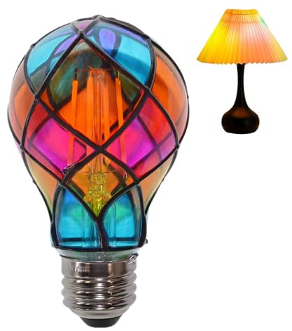 Yumneo Stain Glass Light Bulbs Indoor - E26 4W 120V Colorful LED | Romantic Lighting | for Indoor Home Room Bedside Lamp Garden Balcony Party Halloween Christmas
