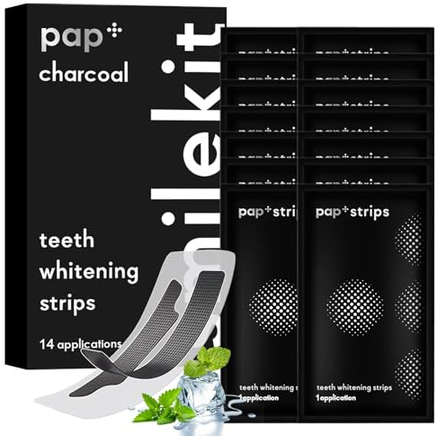 Kit De Blanchiment Des Dents, Bandes Blanchissantes Douces Pour Les Dents, Gel Blanchiment Dentaire, Effet à Domicile, Aide à Eliminer/Fumer/Café/Soda/Vin Tache (Charbon De Bambou)