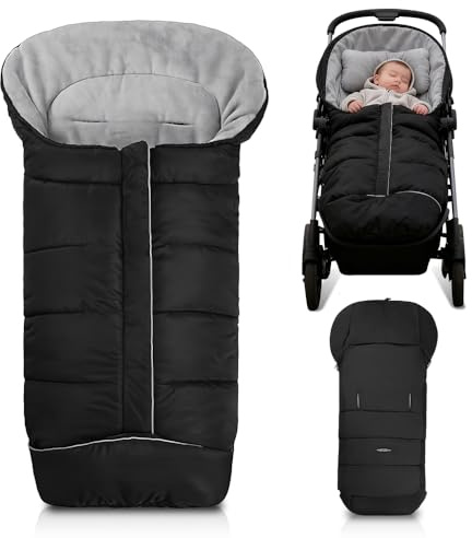 Gobesty Coprigambe per passeggino invernale, sacco nanna invernale per passeggino, invernale con pile Wamres Polar, universale e impermeabile, antiscivolo e strisce riflettenti con chiusura lampo