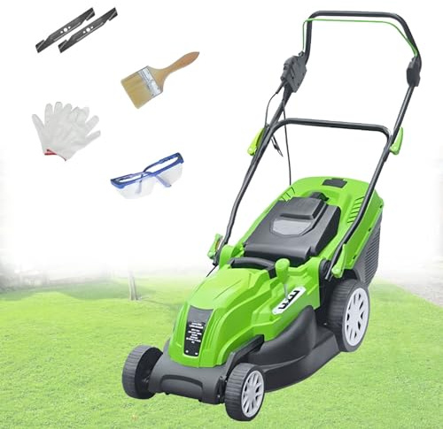 Zowdrix Tosaerba Elettrico A Spinta con Cavo Tagliabordi Elettrico con Raccoglitore Dell'Erba 3 Altezze di Taglio Pieghevole Rapidamente per Giardini E Cortili 2700W/42CM-Cord45M