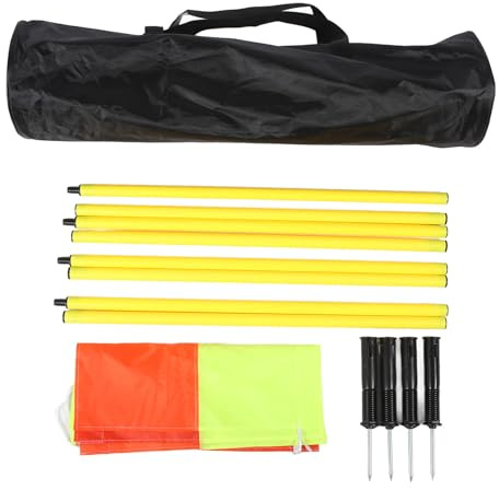 Fußballfeld Eckfahnen, 4 Teiliges Sport Fußball Eckfahnen Set 2 Abschnitte 1,5 m Fußballfahnen Agility Stangen mit Aufbewahrungstasche für Training Im Freien