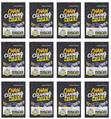 12 pièces lingettes nettoyantes pour chaîne de vélo, emballées individuellement lingettes nettoyantes efficaces pour éliminer la saleté pour vélos chaînes de moto moyeux de