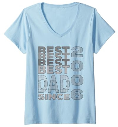 Femme Meilleur Papa du Monde - sans Blague - Papa Depuis 2006 T-Shirt avec Col en V
