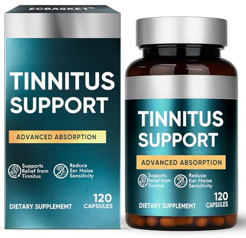 Tinnitus Support Komplex - 1200mg Formel mit Vitamin C & Vitamin B12 Hochdosiert - 120 Kapseln für Inneres Ohrgleichgewicht - Vegan & Glutenfrei