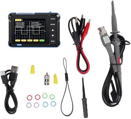 Generic Handheld Digital Oscilloscope, Portable Digital Oscilloscope with Modes, LCD Display and Rechargeable Battery, 2.5MS/s Sampling Rate, 200KHz Bandwidth For (DSO152 High Configuration - Blue)