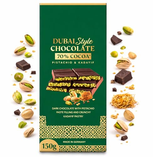 Tableta Chocolate Negro 145g | Relleno 45% Pistacho | Crujiente Kadayif | Edicion Especial | Experiencia