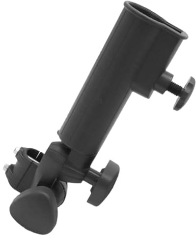 IDEANATEGRATE Golf Umbrella Mounting Holder Plastic Black Adjustable Clamp Lightweight for Golf Electric Trolley Outdoor Use Windproof Parasol Support Cart