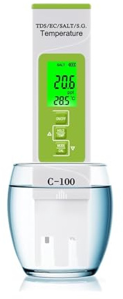 Digitales pH-Meter, 5-in-1-Salzmessgerät, TDS/EC/Salzgehalt/SG/Temperatur, digitaler Meerwasserqualitätstester for Schwimmbäder, Trinkwasser, Aquarien(No Backlight)