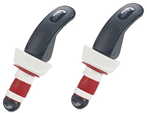 Zyliss Easy Seal Bottle Stoppers – Leak-Proof Wine and Champagne Stoppers with Long Easy-Lock Handle, Comfortable Grip, Airtight Seal, Modern Design in Gray and Red, Durable and Dishwasher Safe
