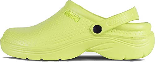 Work Team Zueco Sanitario EVA, Ultraligero, con Plantilla Ergonómica. Anatómico, con Cámara ortopédica, Suave para los pies. Unisex Verde Lima 40/41