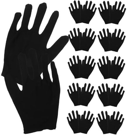 Solustre 12 Paar baumwollhandschuhe Schwarz Stoff Handschuhe Schutzhandschuhe Arbeitshandschuhe Juweliergeschäft Schmuckinspektion Zeremonie Etikette Restaurant Zuhause Labor Im Freien (Größe L)