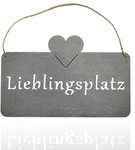 B2S BACK2SEASON Metall-Tafel Lieblingsplatz zum aufhängen grau Gartenschild Deko modern B=25 cm
